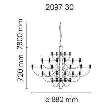 Carica l&#39;immagine nel visualizzatore di Gallery, Lampada da sospensione lampadario Flos 2097/30 Gino Scarfatti msure moderno design