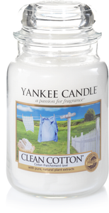Yankee Candle, Clean cotton, giara grande, candele profumate, profumi, regalo, colori, candele americane bianco