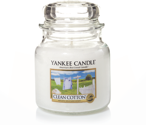 Yankee Candle, clean cotton, giara media, candele profumate, profumi, regalo, colori, candele americane