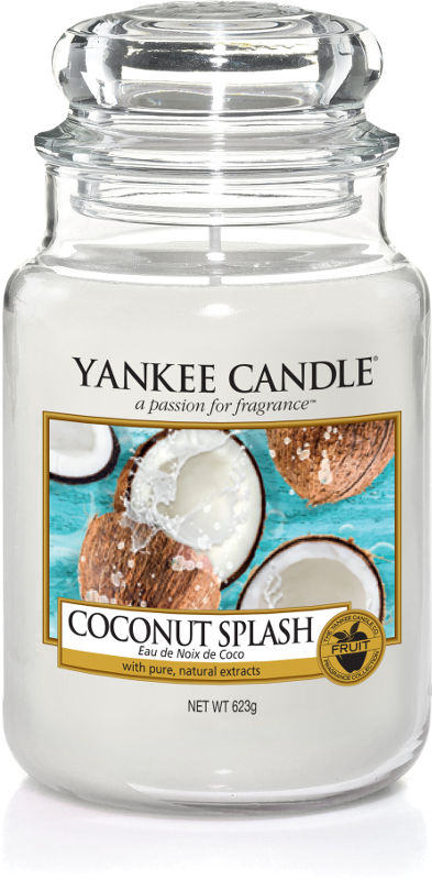 Yankee Candle, Coconut Splash, giara grande, candele profumate, profumi, regalo, colori, candele americane bianco