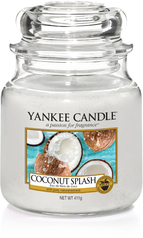 Yankee Candle, coconut splash, giara media, candele profumate, profumi, regalo, colori, candele americane