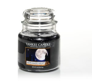 Yankee Candle, Midsummers Night, giara media, candele profumate, profumi, regalo, colori, candele americane, nero, uomo, luna