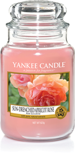 Yankee Candle, Sun-Drenched Apricot Rose, rosa, giara grande, candele profumate, profumi, regalo, colori, candele americane 